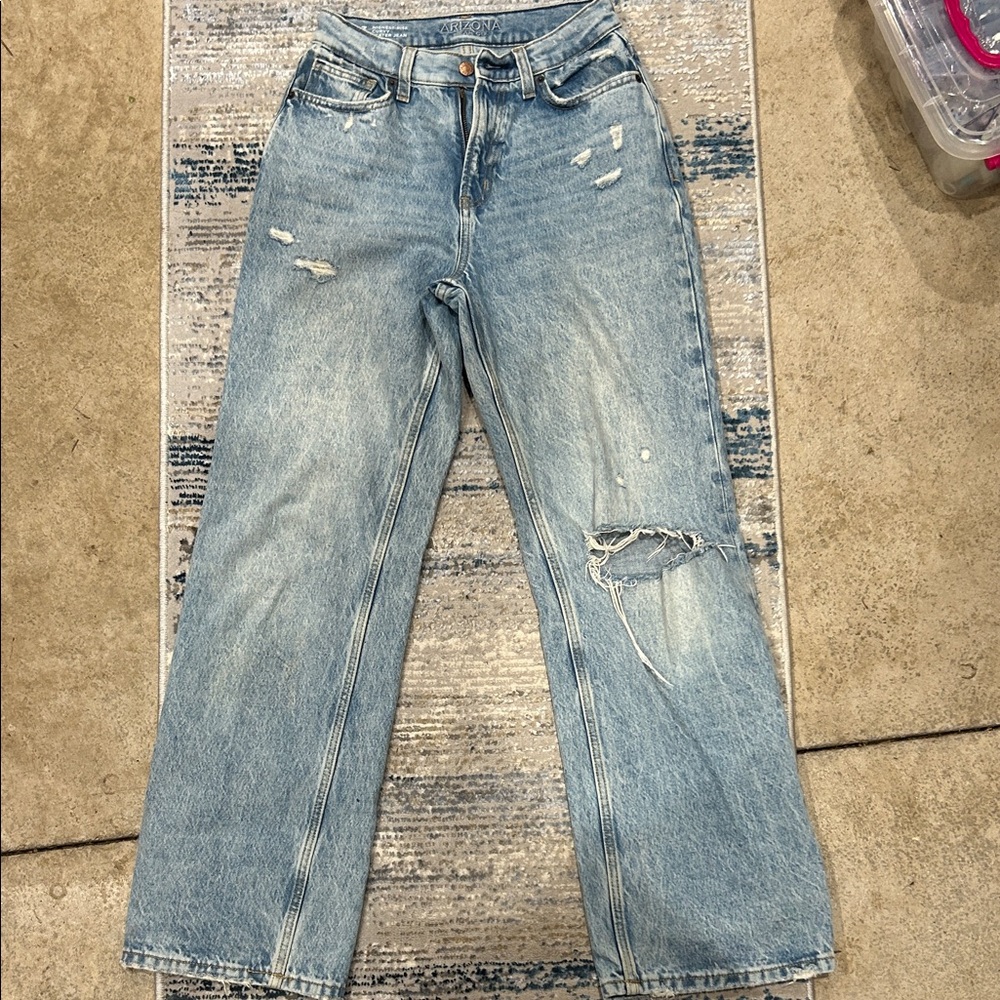 Arizona Jean Company Light Blue Distressed Boyfriend Jeans